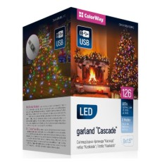 Гірлянда ColorWay Каскад LED 126 9 x 1.5 м 8 функцій різнокольорова USB (CW-G-126L91CUMC)