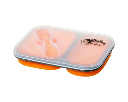 Набір туристичного посуду Tramp 2 отсека силиконовый 900ml с ловилкой orange (TRC-090-orange)