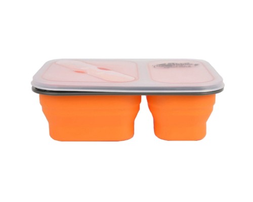 Набір туристичного посуду Tramp 2 отсека силиконовый 900ml с ловилкой orange (TRC-090-orange)
