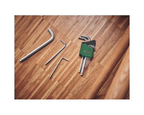 Ключ Bosch шестигранний, набір 9шт, кулястий наконечник, 1.5-10мм, CrV (1.600.A03.2V1)