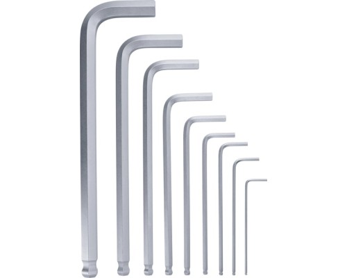 Ключ Bosch шестигранний, набір 9шт, кулястий наконечник, 1.5-10мм, CrV (1.600.A03.2V1)