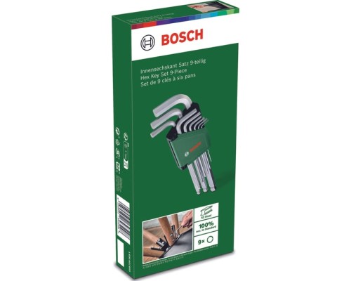 Ключ Bosch шестигранний, набір 9шт, кулястий наконечник, 1.5-10мм, CrV (1.600.A03.2V1)