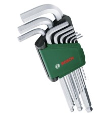 Ключ Bosch шестигранний, набір 9шт, кулястий наконечник, 1.5-10мм, CrV (1.600.A03.2V1)