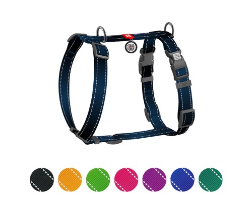 Шлея для собак WAUDOG Nylon Mono анатомічна H-подібна з QR паспортом, пластиковий фастекс, XL чорна (54591)