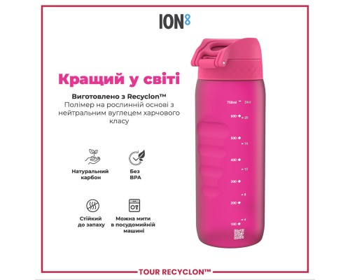 Пляшка для води ION8 OneTouch 750 мл BPA Free, Pink (I8RF750PIN)