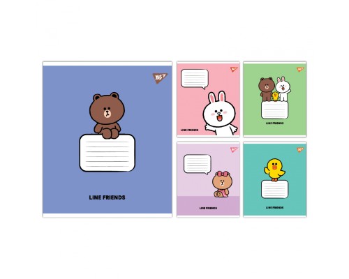 Зошит Yes Line Friends Stylish А5 18 аркушів клітинка (767648)