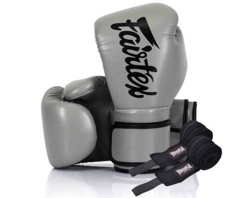 Боксерські рукавички Fairtex BGV14 Grey 14 унцій (бинти в комплекті) (BGV14_14oz_Grey)