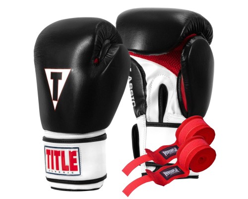 Боксерські рукавички Title Classic Leather 2.0 Black/White/Red L 14 oz (CSBGL2 L BK/WH/RD)