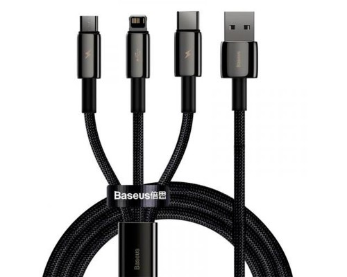 Дата кабель USB 2.0 AM to Lightning + Micro 5P + Type-C 1.5m 3.5A black Baseus (CAMLTWJ-01)