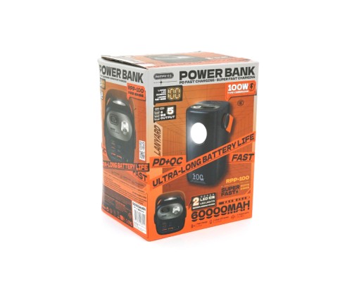 Батарея універсальна Remax 60000mAh, PD/100W, QC/22.5W, Blue (RPP-100)