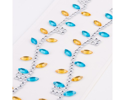 Набір для творчості Santi Листя синьо-жовті, аплікація зі страз самоклеючих, 4х16 см (743034)