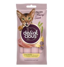 Ласощі для котів Delickcious курка з додаванням сиру та спаржі 4х15 г (4820269145184)