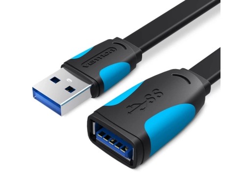 Дата кабель Flat USB3.0 Extension Cable 2M Black VENTION (VAS-A13-B200)