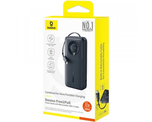 Батарея універсальна Baseus 20000mAh Free2Pull 65W PD, built-in USB-C cable, Black (P10073700123-00)