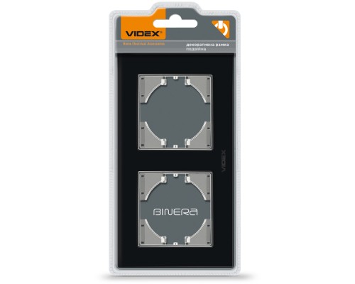 Рамка Videx BINERA чорне скло 2 пости (VF-BNFRG2H-B)