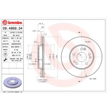 Гальмівний диск Brembo 09.4869.34