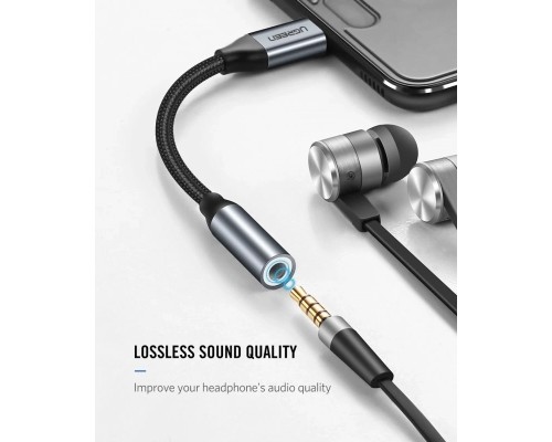 Перехідник Ugreen Type-C M to 3.5mm F Audio Adapter 10 сm AV142 (Gray) (30632)