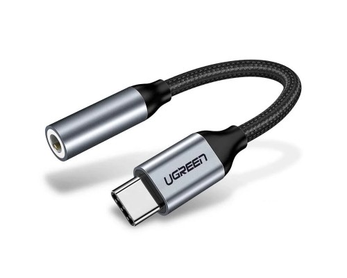 Перехідник Ugreen Type-C M to 3.5mm F Audio Adapter 10 сm AV142 (Gray) (30632)