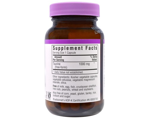 Амінокислота Bluebonnet Nutrition Таурин 1000 мг, 50 гелевих капсул (BLB-00087) Амінокислота Bluebonnet Nutrition Таурин 1000 мг, 50 гелевих капсул (BLB-00087)