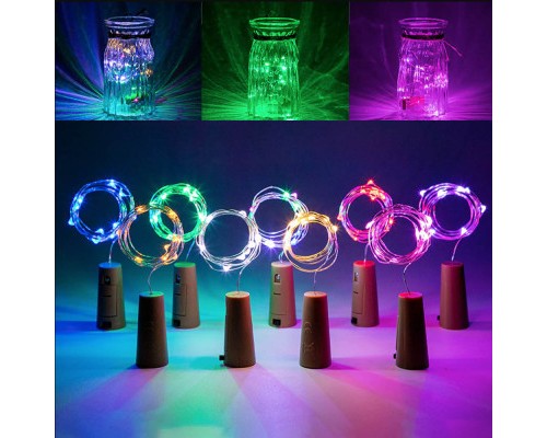 Гірлянда ColorWay пробка для пляшки на батарейках LED 20/2М (5шт/уп) кольорова (CW-GC-20L2BMC)