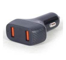 Зарядний пристрій Gembird 2 port 36W QC3.0 (TA-U2QC3-CAR-01)
