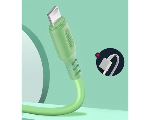 Дата кабель USB 2.0 AM to Lightning 1.0m soft silicone green ColorWay (CW-CBUL042-GR)
