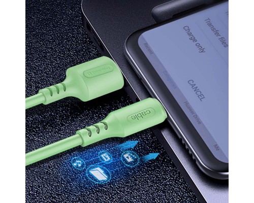 Дата кабель USB 2.0 AM to Lightning 1.0m soft silicone green ColorWay (CW-CBUL042-GR)