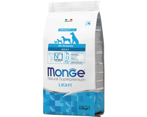 Сухий корм для собак Monge Dog All breeds Adult Light лосось з рисом 2.5 кг (8009470011228)