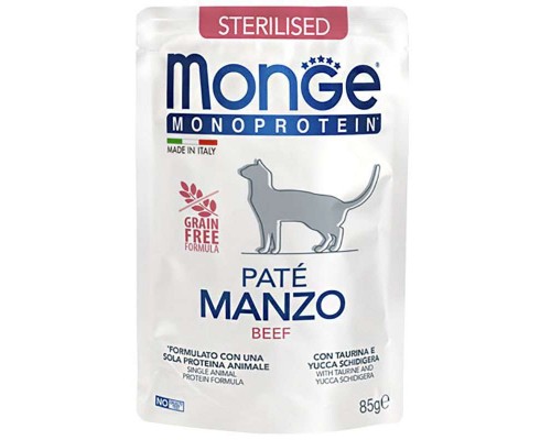 Паштет для котів Monge Cat Monoprotein Sterilised яловичина 85 г (8009470013741)