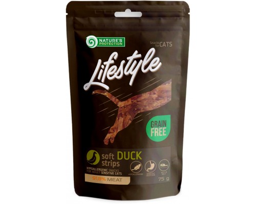 Ласощі для котів Nature's Protection Lifestyle Snack For Cats Soft Duck Strips 75 г (SNK46152)
