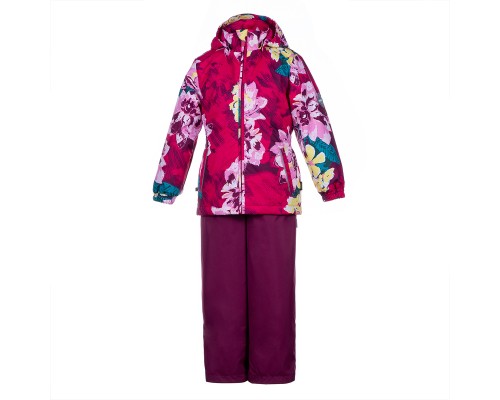 Комплект верхнього одягу дитячий Huppa YONNE 41260014 фуксія з принтом/бордовий 122 (4741468763385)