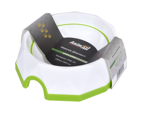 Посуд для собак AnimAll Миска діамант PS8007 500 мл (зелено-біла) (6914068020259)