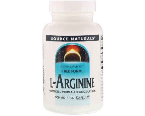 Амінокислота Source Naturals L-Аргінін 500мг, 100 капсул (SN1687) 