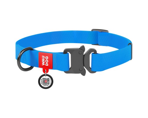 Нашийник для тварин WAUDOG Waterproof з QR паспортом XL Ш 25 мм Д 35-58 см(блакитний) (27842)