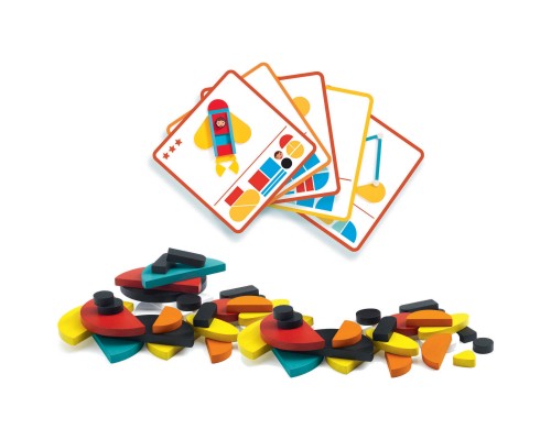 Настільна гра Djeco Набір дерев'яних геометричних фігур Ze Geo Vroom (DJ06436)