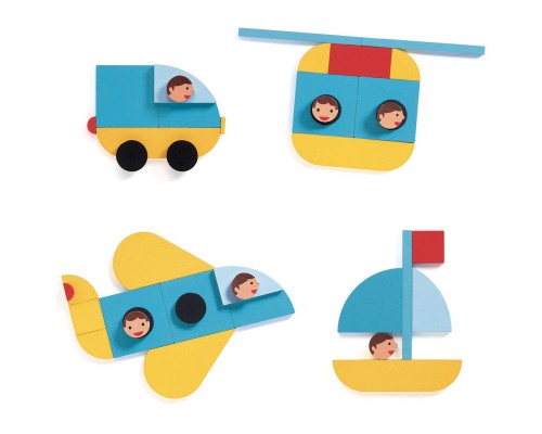 Настільна гра Djeco Набір дерев'яних геометричних фігур Ze Geo Vroom (DJ06436)