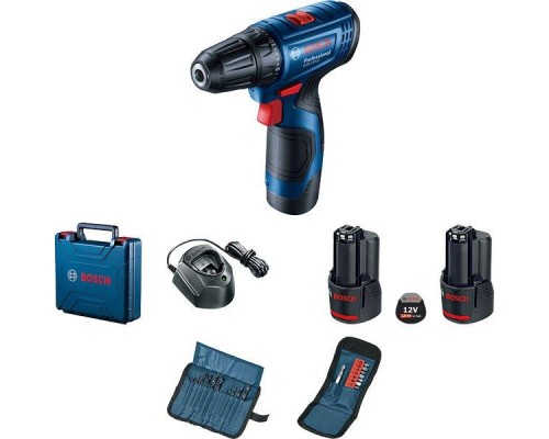 Шуруповерт Bosch GSR 120-LI, 2х2Ач, набір біт 11од і свердел 12од. (0.601.9G8.002)