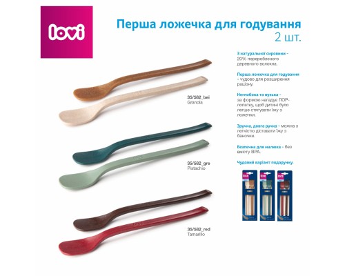 Набір дитячого посуду Lovi Granola Перша ложечка для годування 2 шт (35/582_bei)