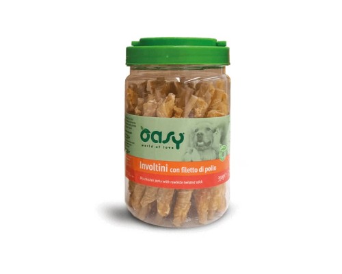 Ласощі для собак OASY Jerky Rawhide Twisted Stick курка 350 г (8053017343648)