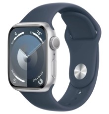 Смарт-годинник Apple Watch Series 9 GPS 41mm Silver Aluminium Case with Storm Blue Sport Band - M/L (MR913QP/A)