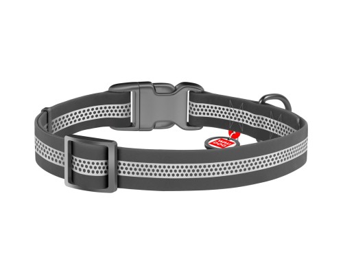 Нашийник для тварин WAUDOG Waterproof пластикова пряжка S Ш 15 мм Д 25-35 см сірий (261611)