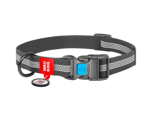 Нашийник для тварин WAUDOG Waterproof пластикова пряжка S Ш 15 мм Д 25-35 см сірий (261611)