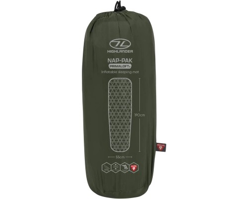 Туристичний килимок Highlander Nap-Pak Inflatable Sleeping Mat PrimaLoft 5 cm Olive (AIR072-OG) (930481)