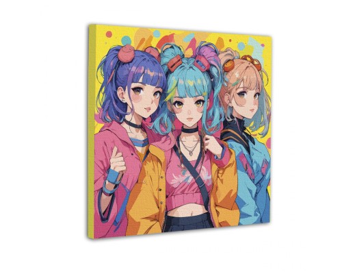 Картина по номерам Santi Стильні подруги 40 х 40 см Неонові фарби (955043)