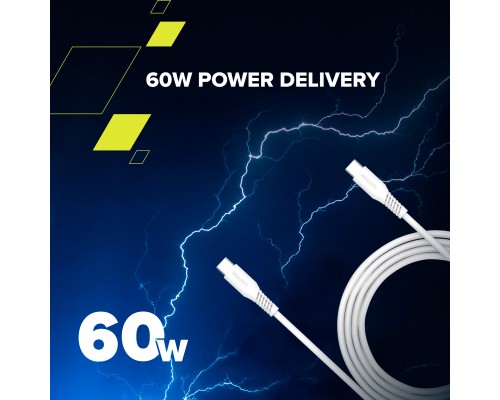 Дата кабель USB-C to USB-C 1.2m CC60SC 60W White Canyon (CNS-CC60SC12W)