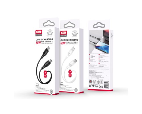 Дата кабель USB-C to USB-C 1.0m 60W High Elastic Zeus XO (NBQ239B_White)