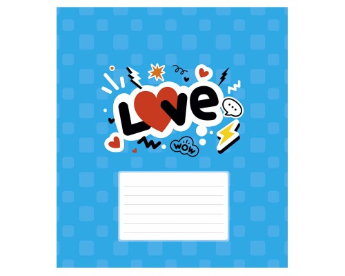Зошит Школярик Love 12 аркушів клітинка (012-3364K)