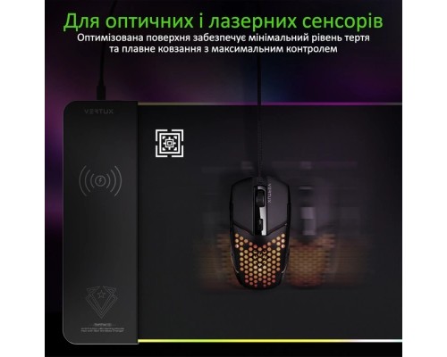 Килимок для мишки Vertux RaftPad-Qi з бездротовою зарядкою 15 Вт Black (raftpad-qi.black)