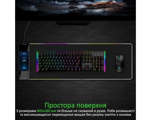 Килимок для мишки Vertux RaftPad-Qi з бездротовою зарядкою 15 Вт Black (raftpad-qi.black)