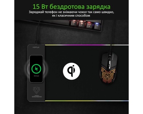 Килимок для мишки Vertux RaftPad-Qi з бездротовою зарядкою 15 Вт Black (raftpad-qi.black)